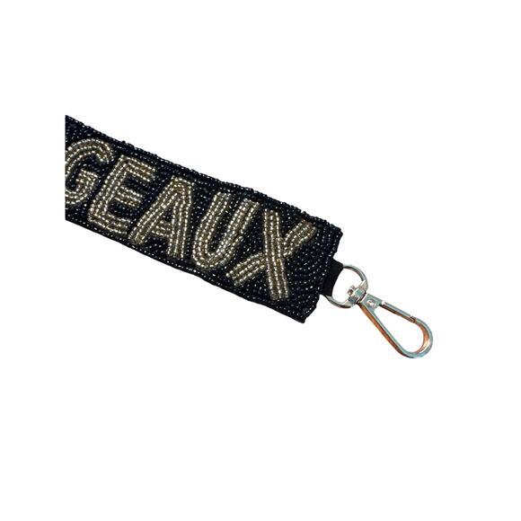 Geaux Saints Bag Strap l Black & Gold Bag Strap lGame Day Bag StraplGift for Her - Picture 2 of 3